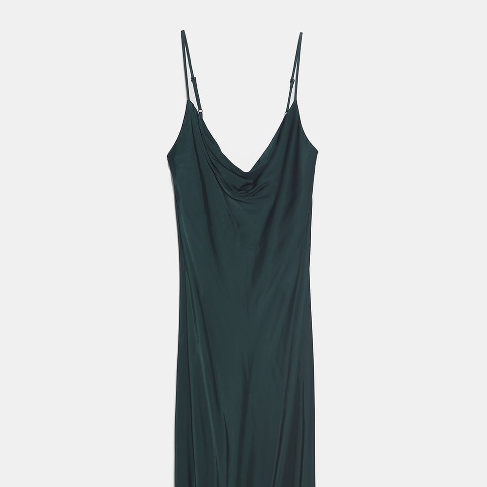 Green Satin Zara Dress *never worn*